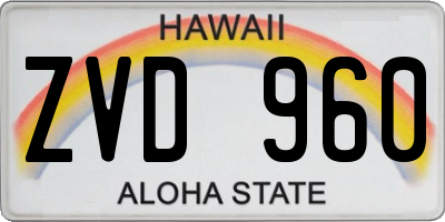 HI license plate ZVD960