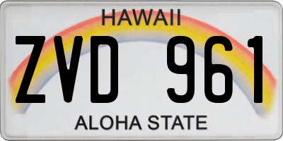 HI license plate ZVD961