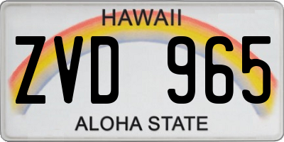 HI license plate ZVD965