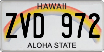 HI license plate ZVD972