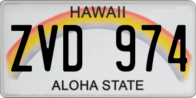 HI license plate ZVD974