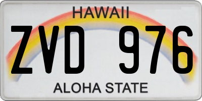 HI license plate ZVD976