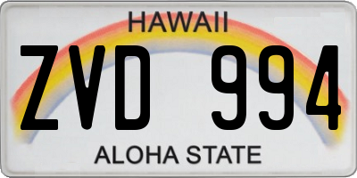 HI license plate ZVD994