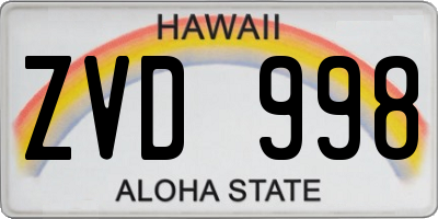 HI license plate ZVD998