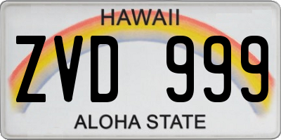 HI license plate ZVD999