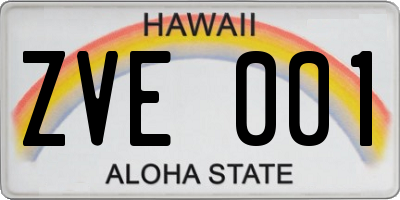 HI license plate ZVE001