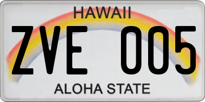 HI license plate ZVE005