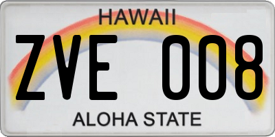 HI license plate ZVE008