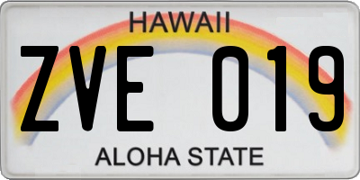 HI license plate ZVE019