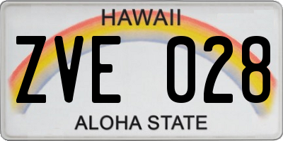 HI license plate ZVE028