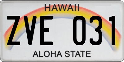 HI license plate ZVE031