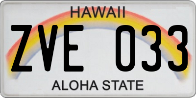 HI license plate ZVE033