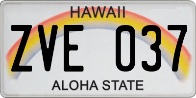 HI license plate ZVE037