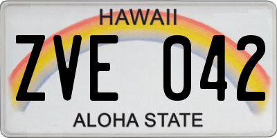 HI license plate ZVE042