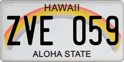 HI license plate ZVE059
