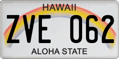 HI license plate ZVE062