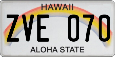 HI license plate ZVE070