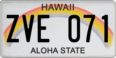 HI license plate ZVE071