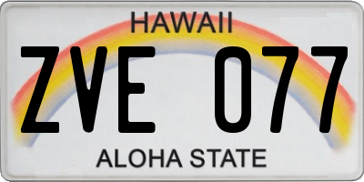 HI license plate ZVE077