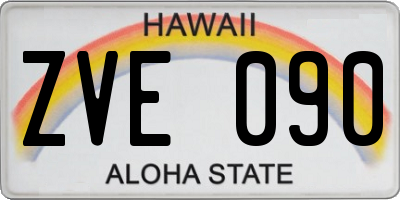 HI license plate ZVE090