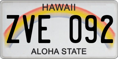 HI license plate ZVE092