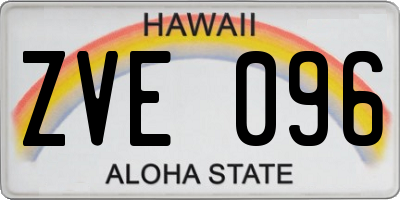 HI license plate ZVE096
