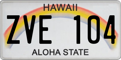 HI license plate ZVE104