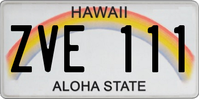 HI license plate ZVE111