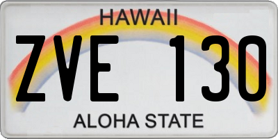 HI license plate ZVE130