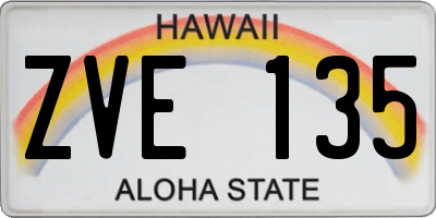 HI license plate ZVE135