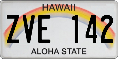 HI license plate ZVE142
