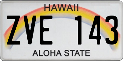 HI license plate ZVE143