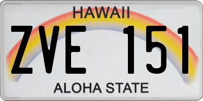 HI license plate ZVE151