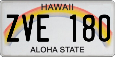 HI license plate ZVE180