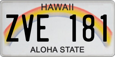 HI license plate ZVE181
