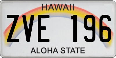 HI license plate ZVE196