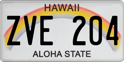 HI license plate ZVE204
