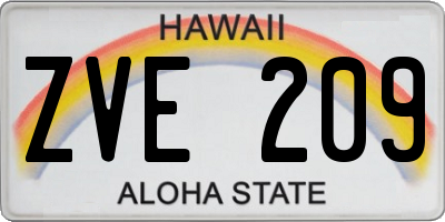 HI license plate ZVE209