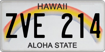 HI license plate ZVE214