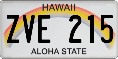 HI license plate ZVE215