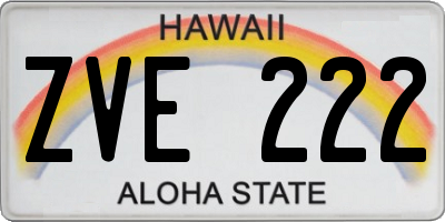 HI license plate ZVE222