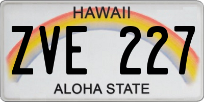 HI license plate ZVE227