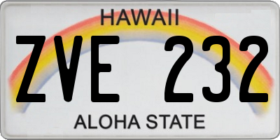 HI license plate ZVE232