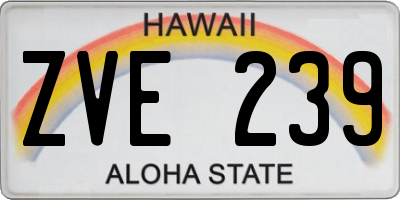 HI license plate ZVE239