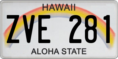 HI license plate ZVE281