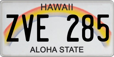 HI license plate ZVE285