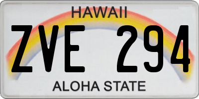 HI license plate ZVE294