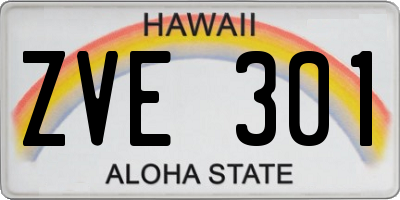 HI license plate ZVE301