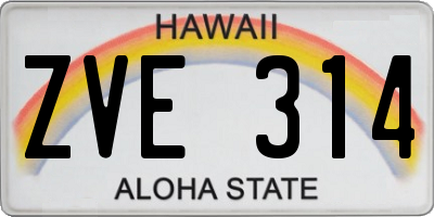 HI license plate ZVE314