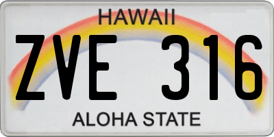 HI license plate ZVE316